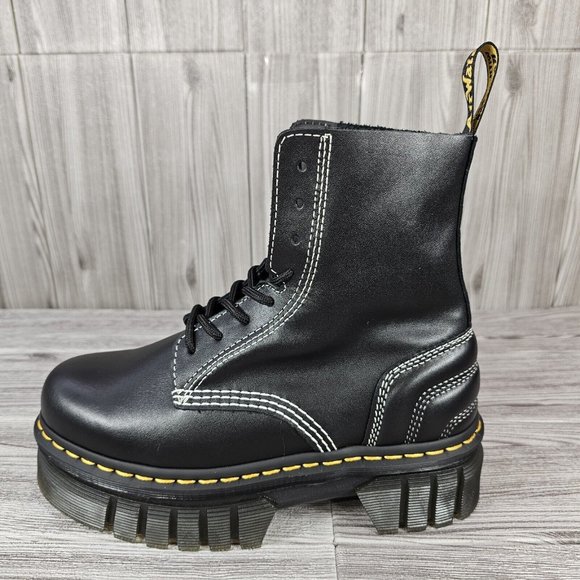 Dr. Martens Womens Audrick White Stitch Leather Platform Lace Up Boots - Size 7 - Picture 9 of 12